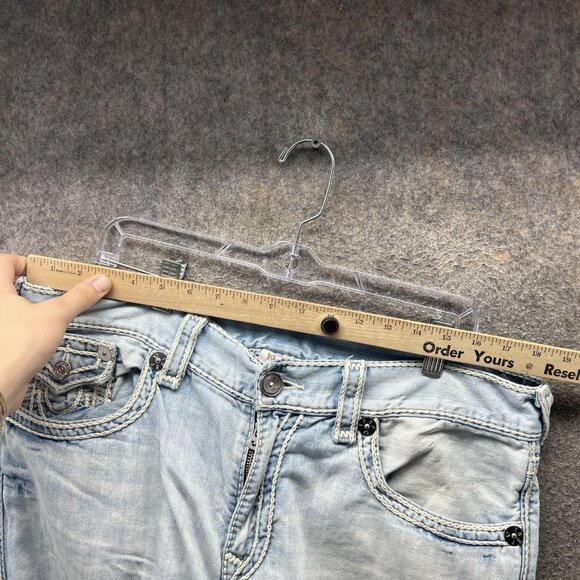 True Religion Jeans Mens 36 Light Wash Section Straight Leg Flap Denim Pants - Picture 5 of 10